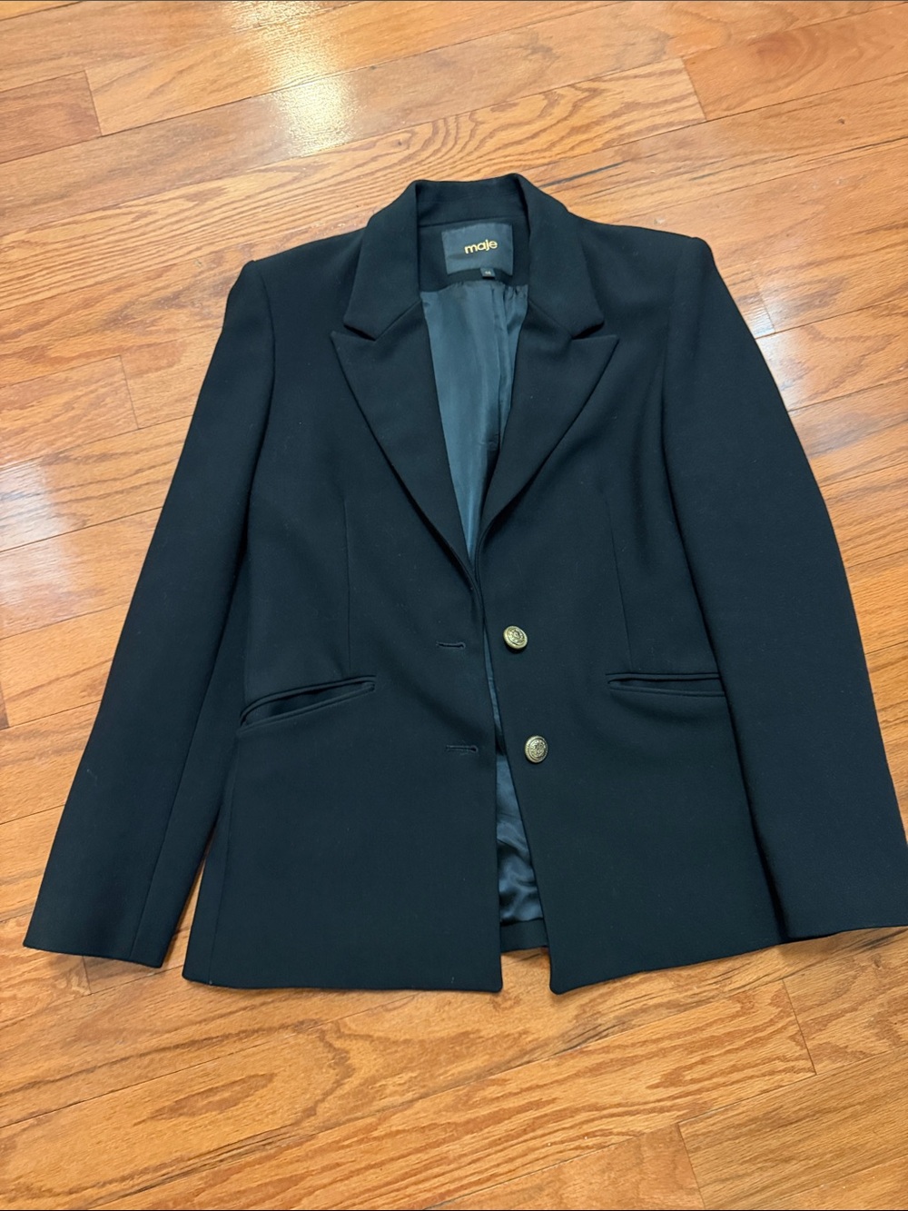 Maje Black Double-Button Tailored Blazer
